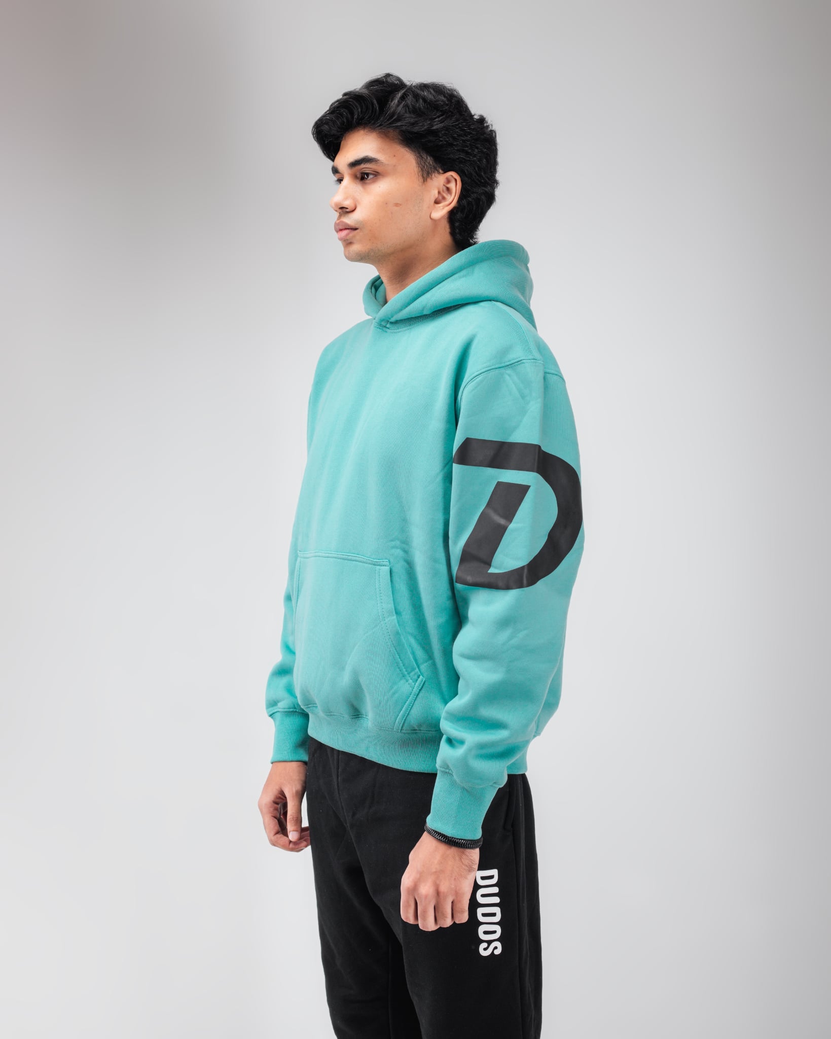 MEN'S OVERSIZED PASTEL TEAL HOODIE