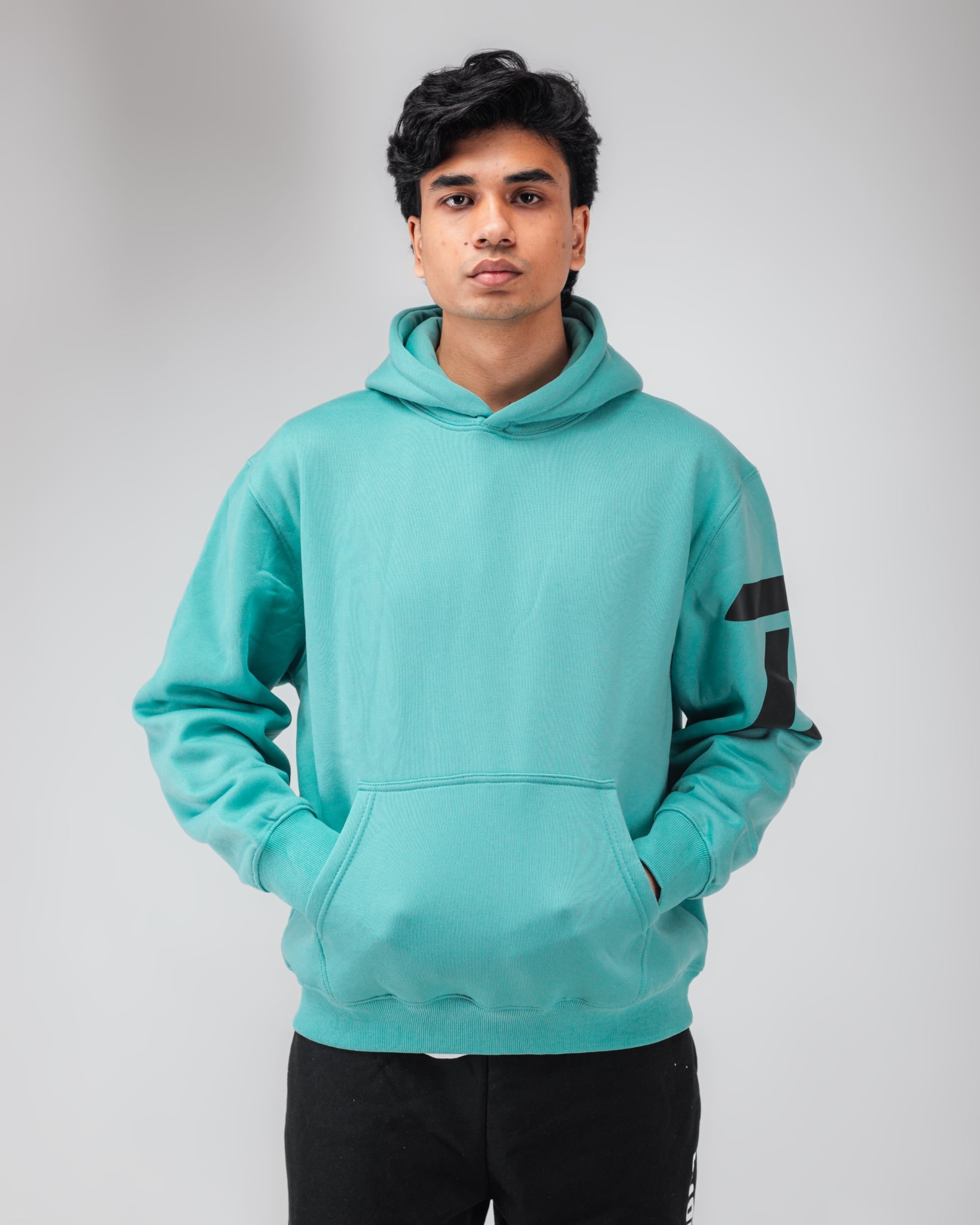 MEN'S OVERSIZED PASTEL TEAL HOODIE
