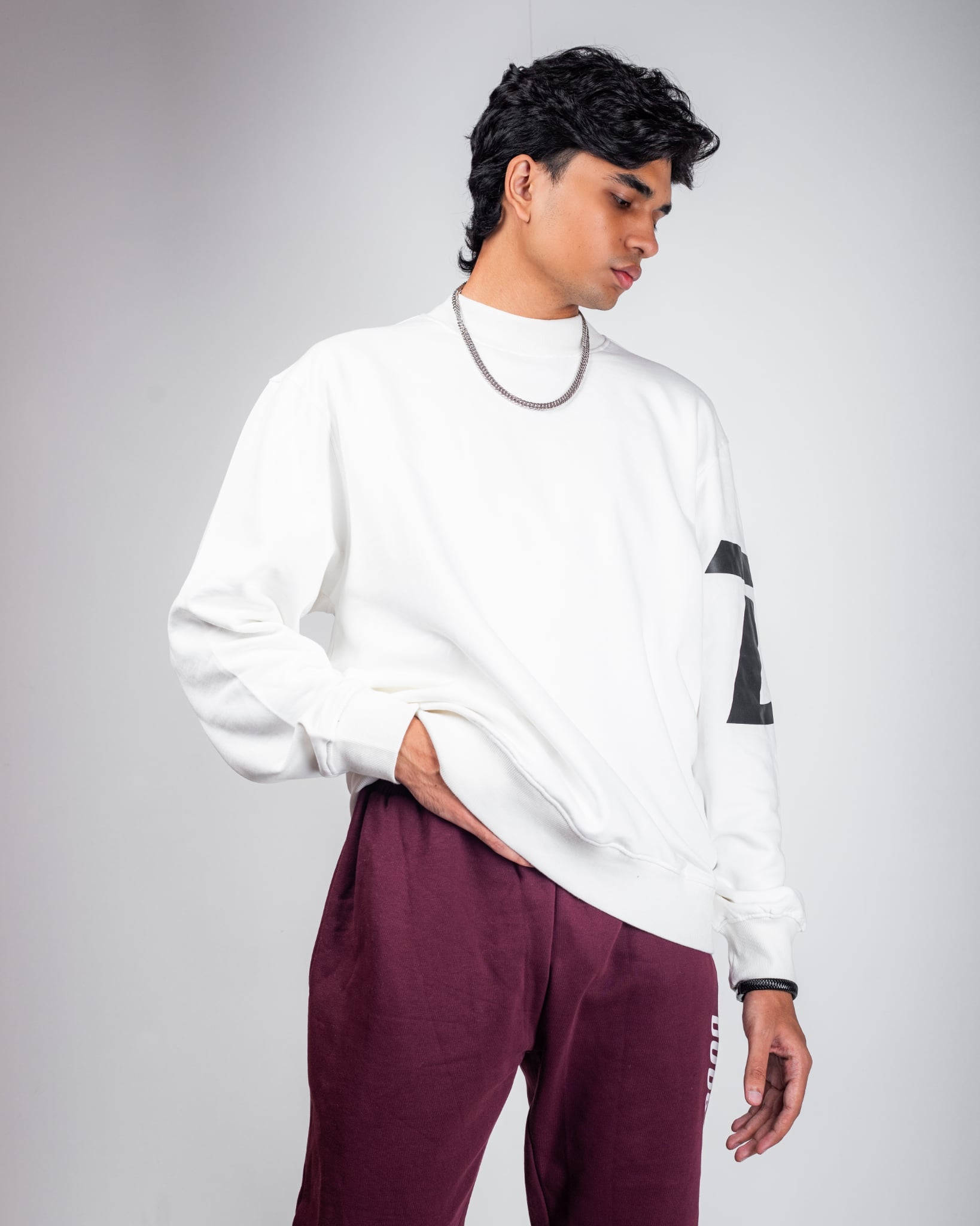 MEN'S OVERSIZED PEARL WHITE SWEATSHIRT