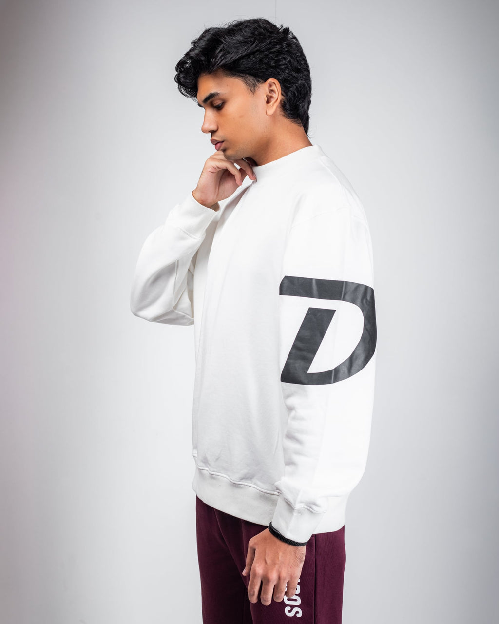 MEN'S OVERSIZED PEARL WHITE SWEATSHIRT