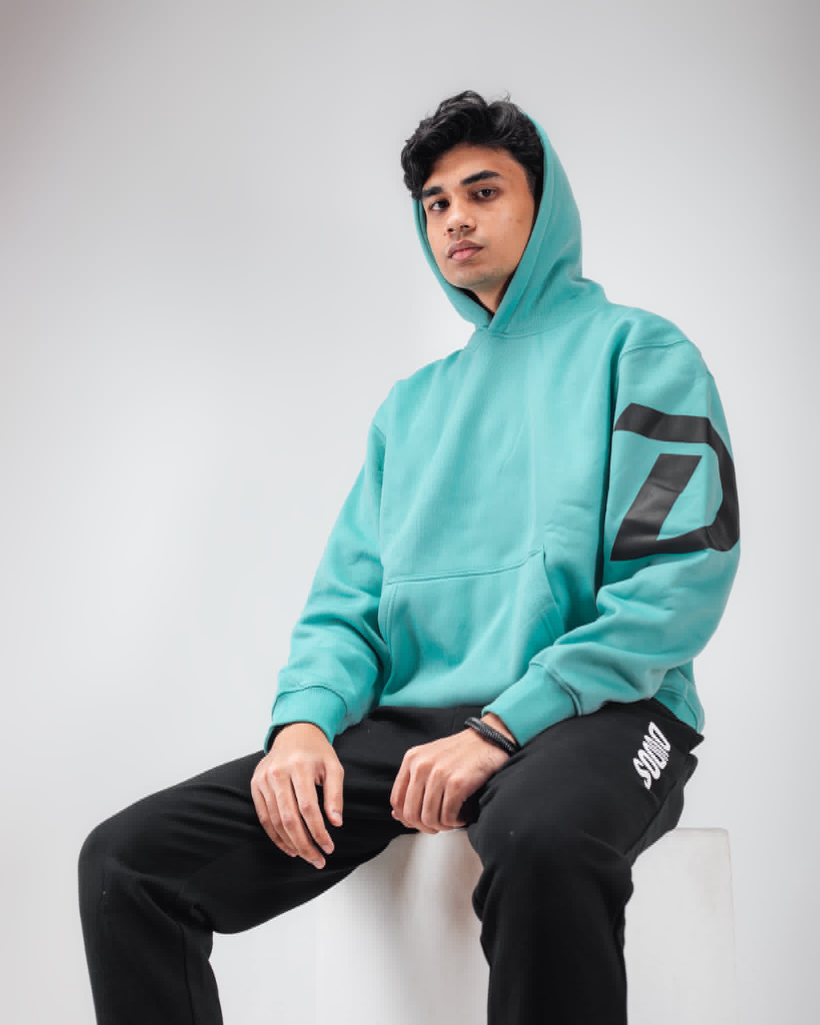 MEN'S OVERSIZED PASTEL TEAL HOODIE
